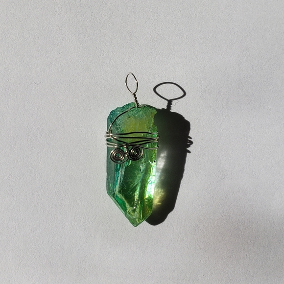 lot of 2 Quartz and Sea Glass pendants, NWOT, gems - Picture 6 of 14